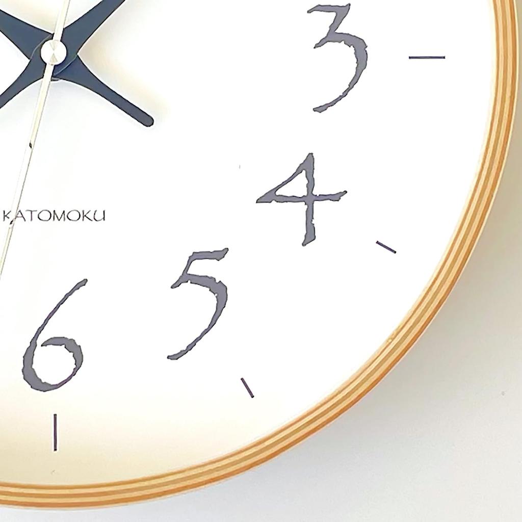 KATOMOKU plywood clock 20, light black, km-119BKRC, wall clock with continuous second hand, 25.2cm diameter (radio-controlled clock)