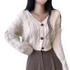 Short twist knitted sweater women's coat autumn new design sense knitted solid color long-sleeved cardigan women