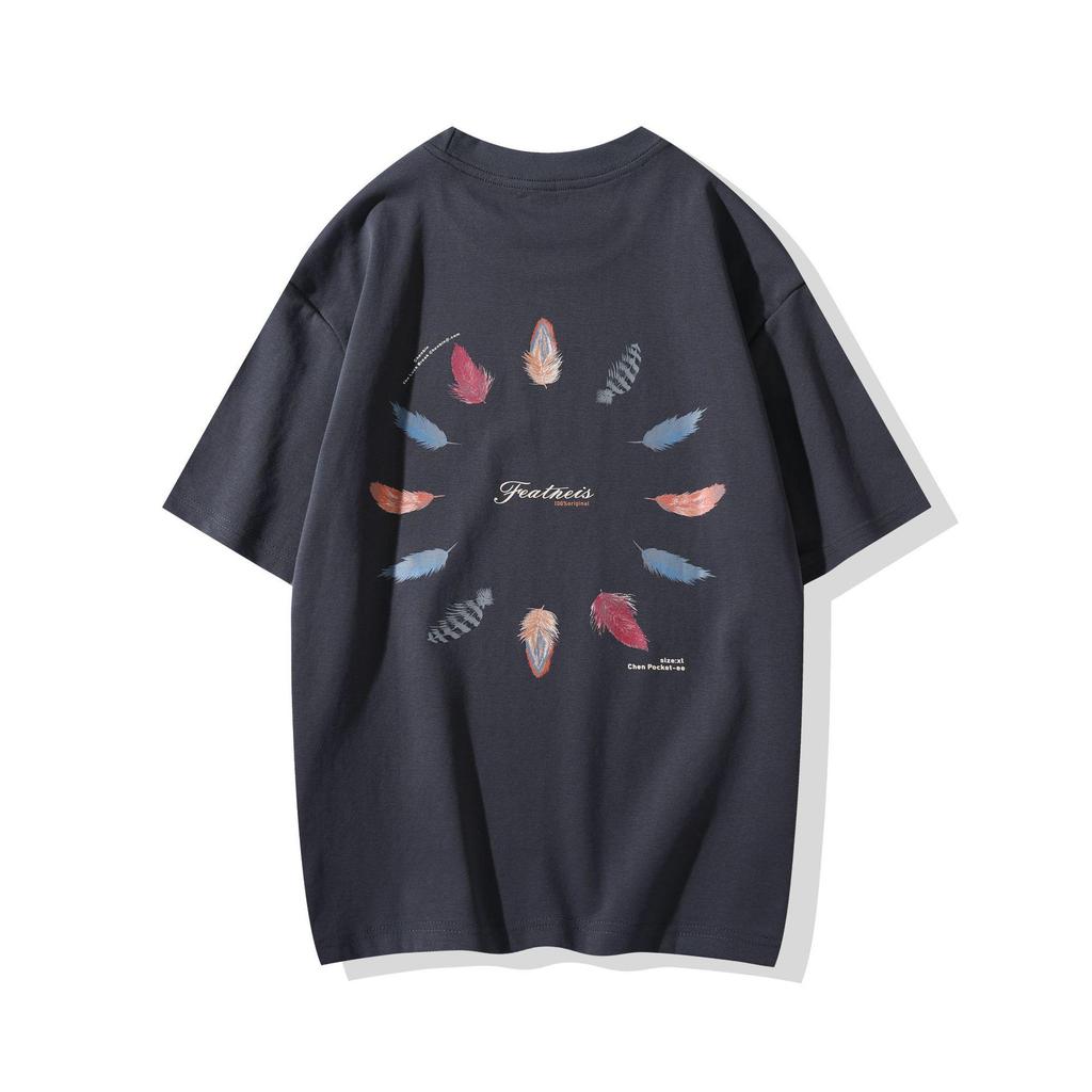 Men's American Retro Short-Sleeve Printed Casual T-Shirt - Summer Style, Comfortable Heavyweight Tee
