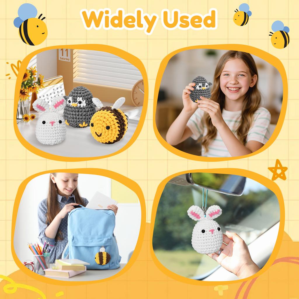 Вовняна пряжа Милий тваринний набір для в'язання гачком Різдвяний подарунок Веселе рукоділля своїми руками Набір для в'язання гачком для початківців Набір для в'язання гачком Любителям рукоділля Інструменти для в'язання