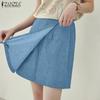 ZANZEA Womens Summer Solid Color Casual Culottes Shorts