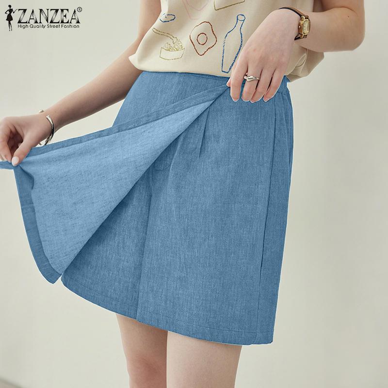 ZANZEA Womens Summer Solid Color Casual Culottes Shorts