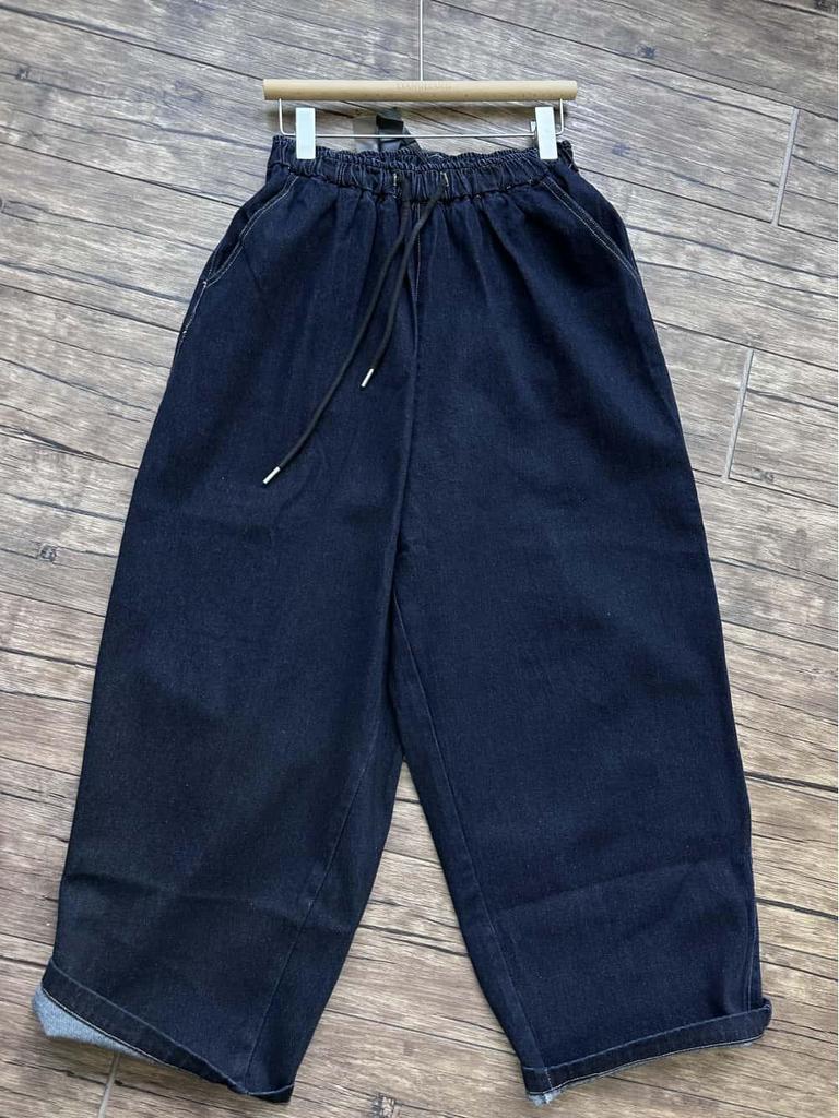 Xiao Wang's Spring Elastic Drawstring High Waist Loose Plus Size Retro Harem Jeans