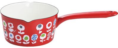 Tamahashi Milk Pan, Enamel, 15cm, Induction and Gas Compatible, Made In Japan, Prune, Red, Candy Flower Design, YJM-202
