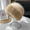 Mink Hair Hat Female Korean Version Winter New Rabbit Hair Blended Knitted Hat Temperament Headband Hat Showing Face Small Fur Hat