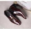 Men's Plus Size Crocodile Pattern Patent Leather Business Slip-On Shoes, Pointed Toe, Shiny Finish
