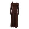 Womens 2-Piece Set Long Sleeve Sweet Top Pleated Midi Skirt Elegant Commute Outfit