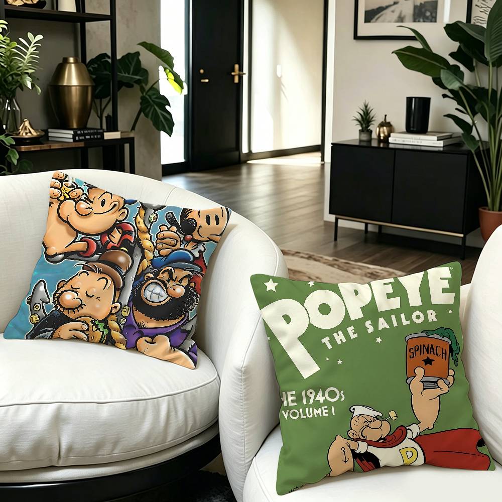 P-PopeyeS The S-Sailor cartoon Pillow Covers Cartoon Sofa Decorative Home Double-sided Printing Short Plush Cute Cushion Cover