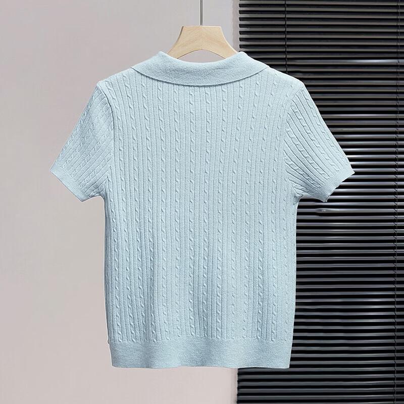 She Pool Women's Cable Knit Ice Silk Polo Shirt
