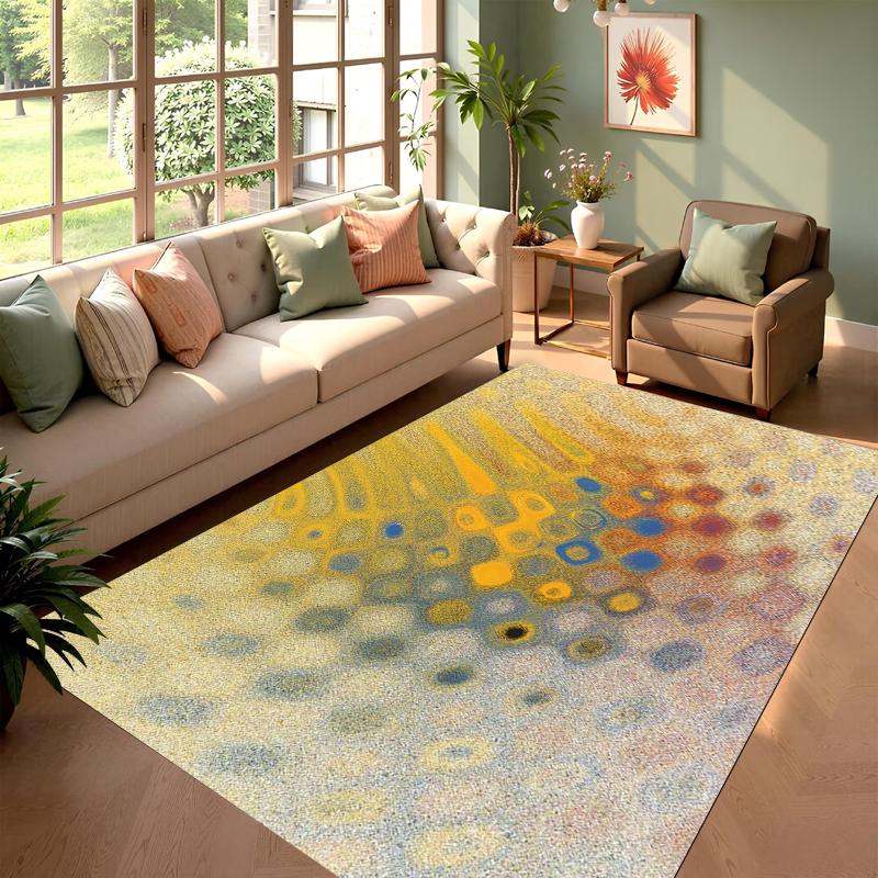Orange Abstract Swirl Area Rug Soft Non-Slip Modern Art Dot Print Carpet Contemporary Gradient Home Decor Rug for Living Room 40X60CM
