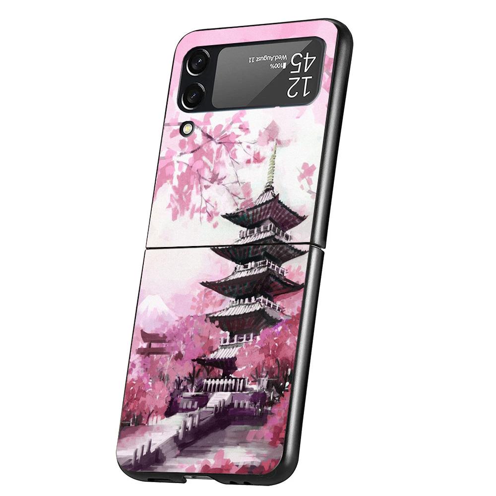 Cherry Blossom Tree Cover Phone Case For Samsung Galaxy Z Flip 7 6 5 4 3 5G Flip7 Flip6 Flip5 Flip4 Flip3 Black Fundas Shell Gal