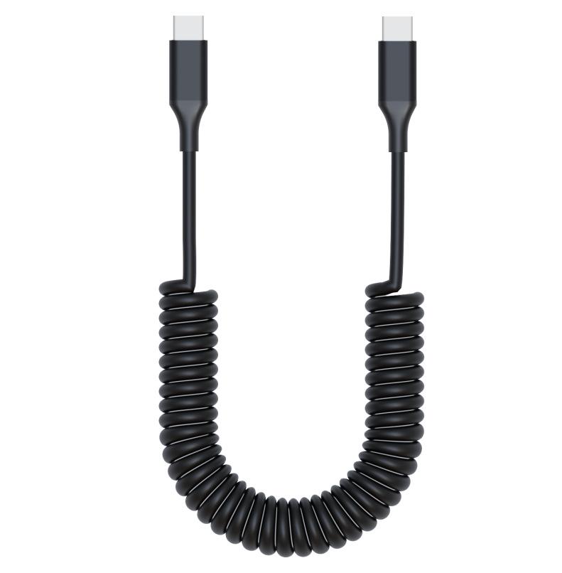 Spring-Stretch Type-C Fast Charging Cable for Phones & Tablets
