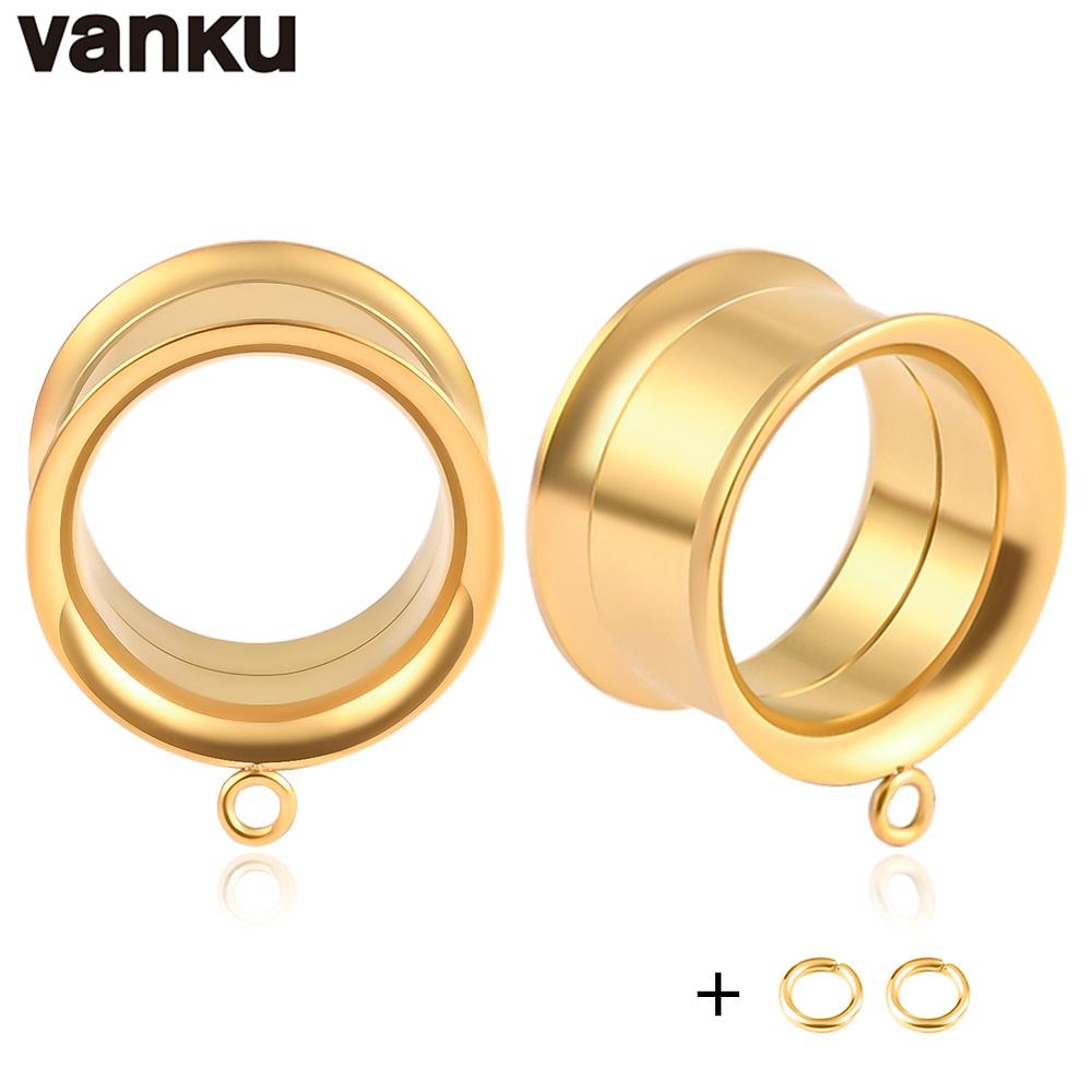 Vanku 2 Stück DIY Hängende Doppelflanschige Edelstahl Ohrstecker Piercing Schraubtunnel Dehner Körperschmuck Ohrringe Expander 30mm beige