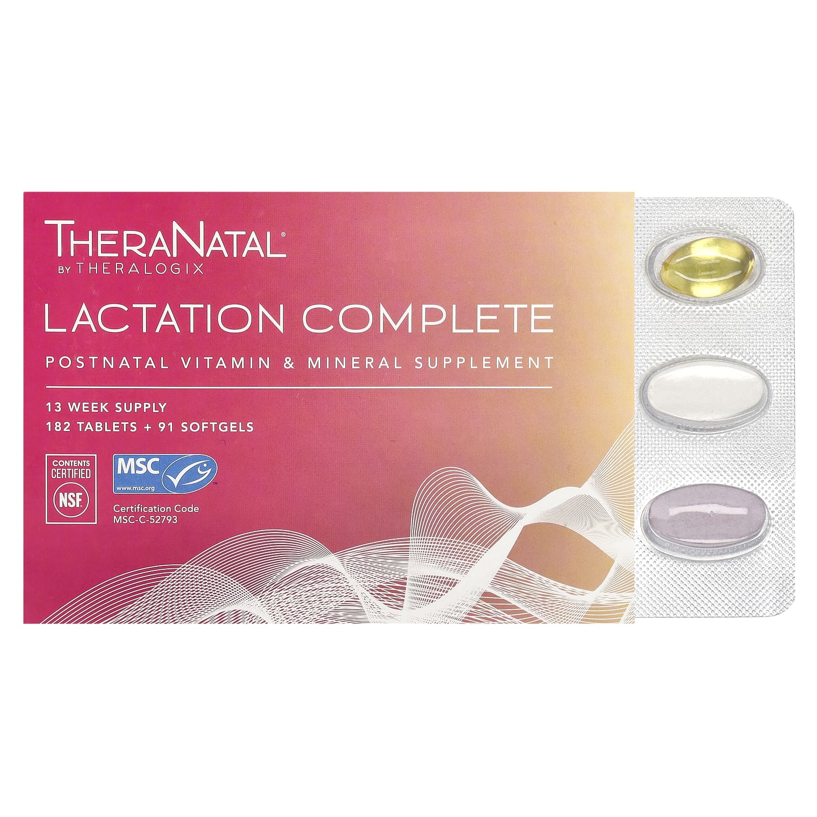 

Theranatal, Lactation Complete, 182 таблетки + 91 м яка капсула