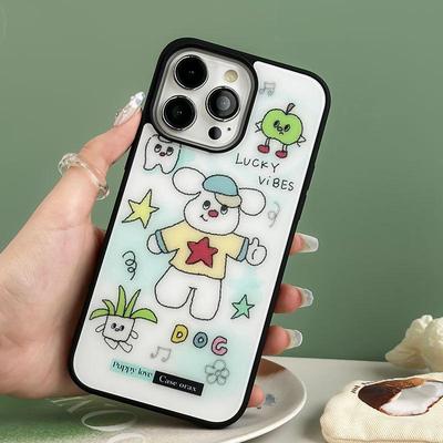 Zhitai Cartoon Matte Black Frame Case for iPhone 13/14 Pro Max/16 Pro/15