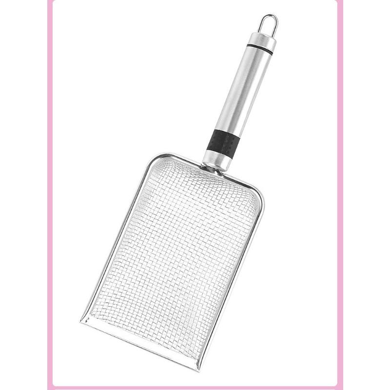 Stainless Steel Cat Litter Shovel Large Fine-pore Bentonite Mesh Shovel for Picking Up Toilet Feces Cat Pet Cleaning Tool