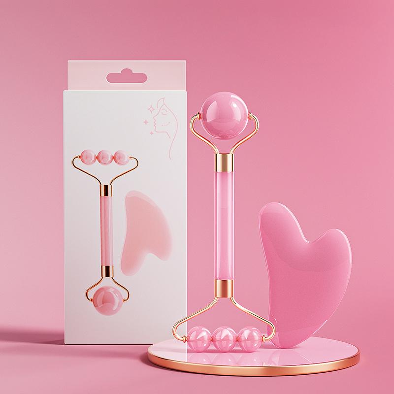 Double Head Facial Massage Roller Eyes Face Lifting Tighten Resin Guasha Board Roller Face Spa Massager Beauty Skincare Tools