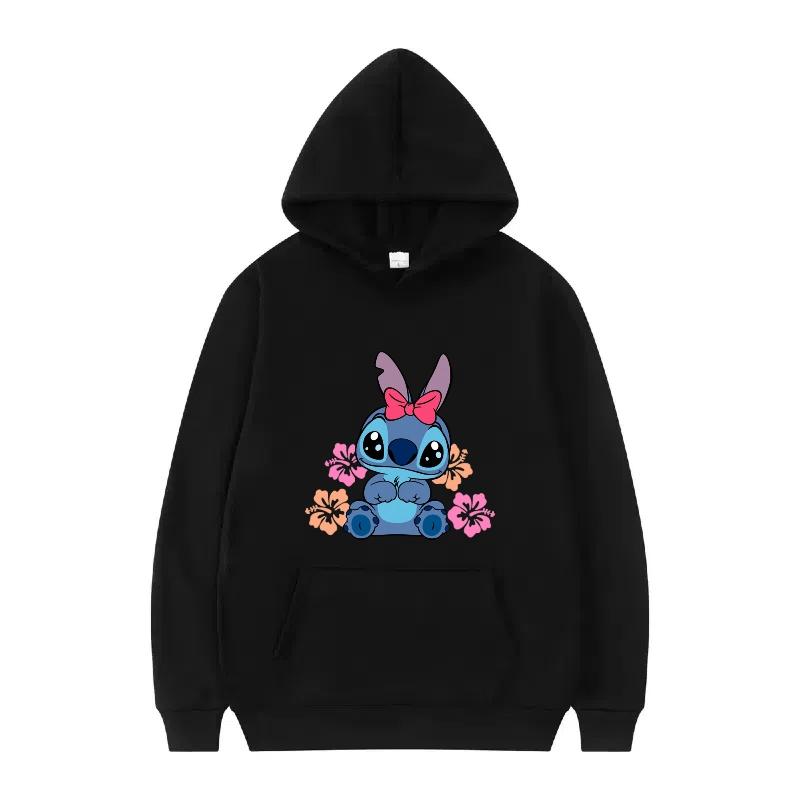 Disney Stitch Pattern Women Hoodies Fashion Sporty Y2k Loose Grey Tops Clothing Pullovers Ladies Cheap Hoodies Sweatshirts