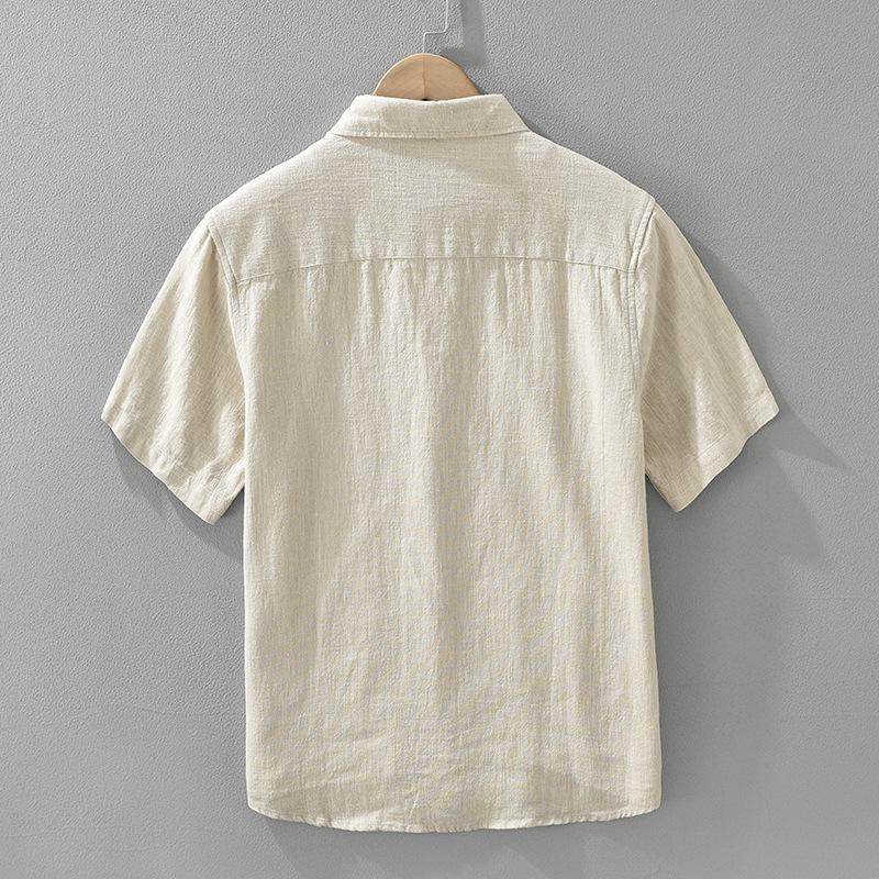 Men's Summer Japanese Style Ramie Short Sleeve Shirt - Casual, Loose, Fashionable, Versatile Top