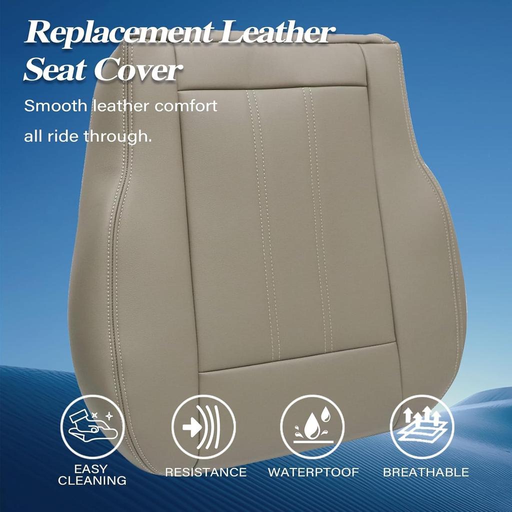 GXARTS Non-Perforated Driver Side Bottom Replacement Leather Seat Cover Tan Compatible with Chrysler Town & Country 2008 2009 2010 2011 2012 2013