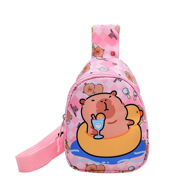 Capybara Cute Cartoon Children Shoulder Bag Durable Polyester Lining Activities