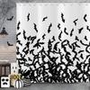 Perdea de duș de Halloween Liliac Negru Model Înfricoșător de Halloween Perdea de Duș Înfricoșător Liliac Perdea de Baie Decor Baie cu Cârlige