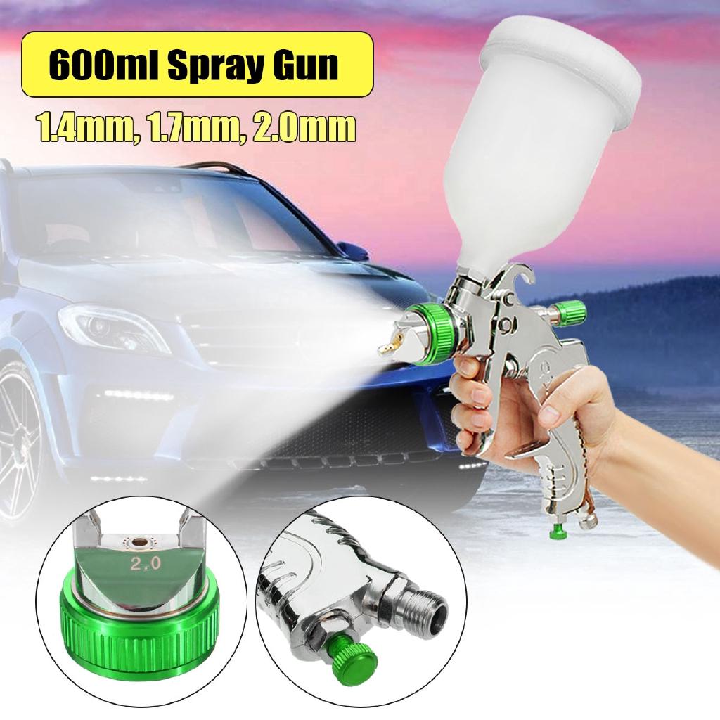 Professional Gravity Feed HVLP Spray Gun with 3 Fluid Tips 1.4mm, 1.7mm, 2.0mm