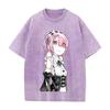 Hot Anime Re Zero Ram Cute Print T-shirt Men Women Tshirts Short Sleeve Cotton Clothing Retro Washed T Shirt Harajuku Loose Tops