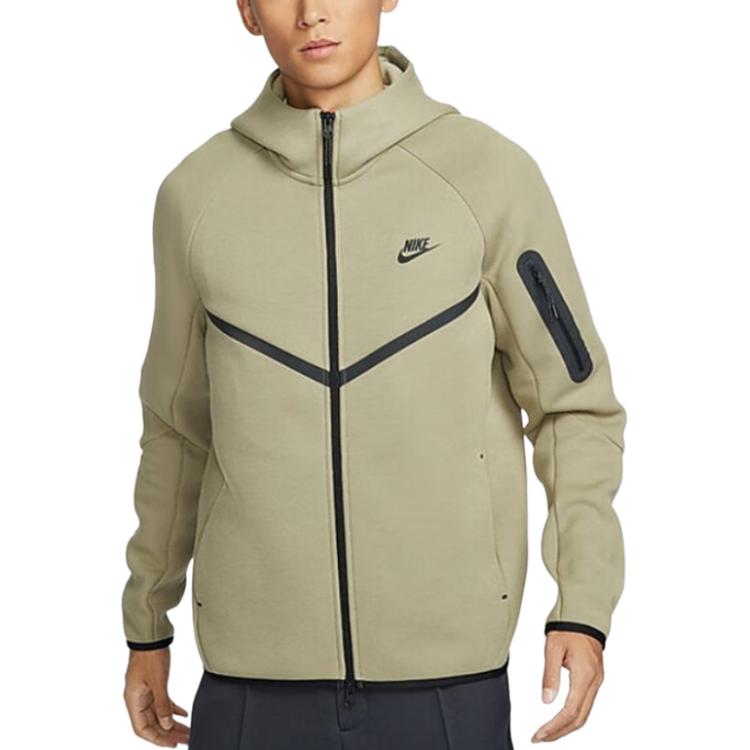 Nike Logo Casual Sports Hooded Knit Long Sleeve Running Jacket Men jackets Khaki HV0950277
