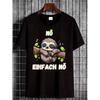 Black T-Shirt With Sloth Sleeping On Branch And Text No Einfach No Casual Wear, Crew Neck, Regular Fit, Short Sleeve, Medium Stretch Fabric, Perfect