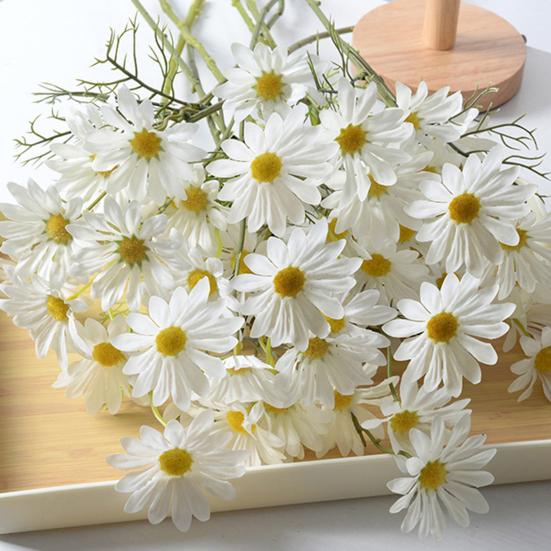 Artificial Flowers 5-Head Artificial Dutch Chrysanthemum & Daisy Bouquet 52cm Silk Faux Flowers for Wedding Holiday Home Decor Photography Props
