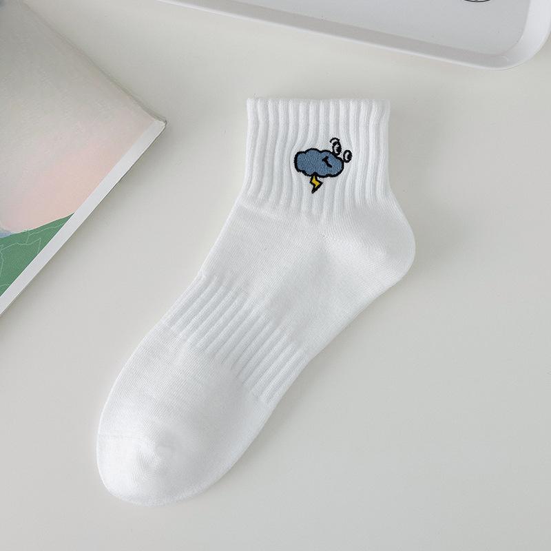 

Женские весенне-летние милые вышитые преппи спортивные низкие носки-трубы без косточек 1 pair