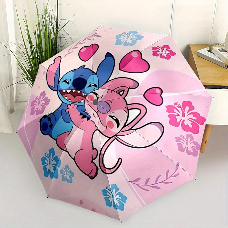 

1pc Good Friends Stitch and Angel Pattern Automatic Umbrella is Fashionable and Good-Looking, a Portable 3-Fold Umbrella, Suitable for Trave