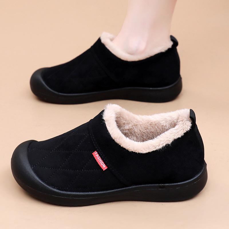 Women's Large Size Soft Sole One Foot Stirrup Winter Warm Fur One Snow Boots Padded Lined Ankle Boots Anti-slip Hiking Sports Cotton Boots