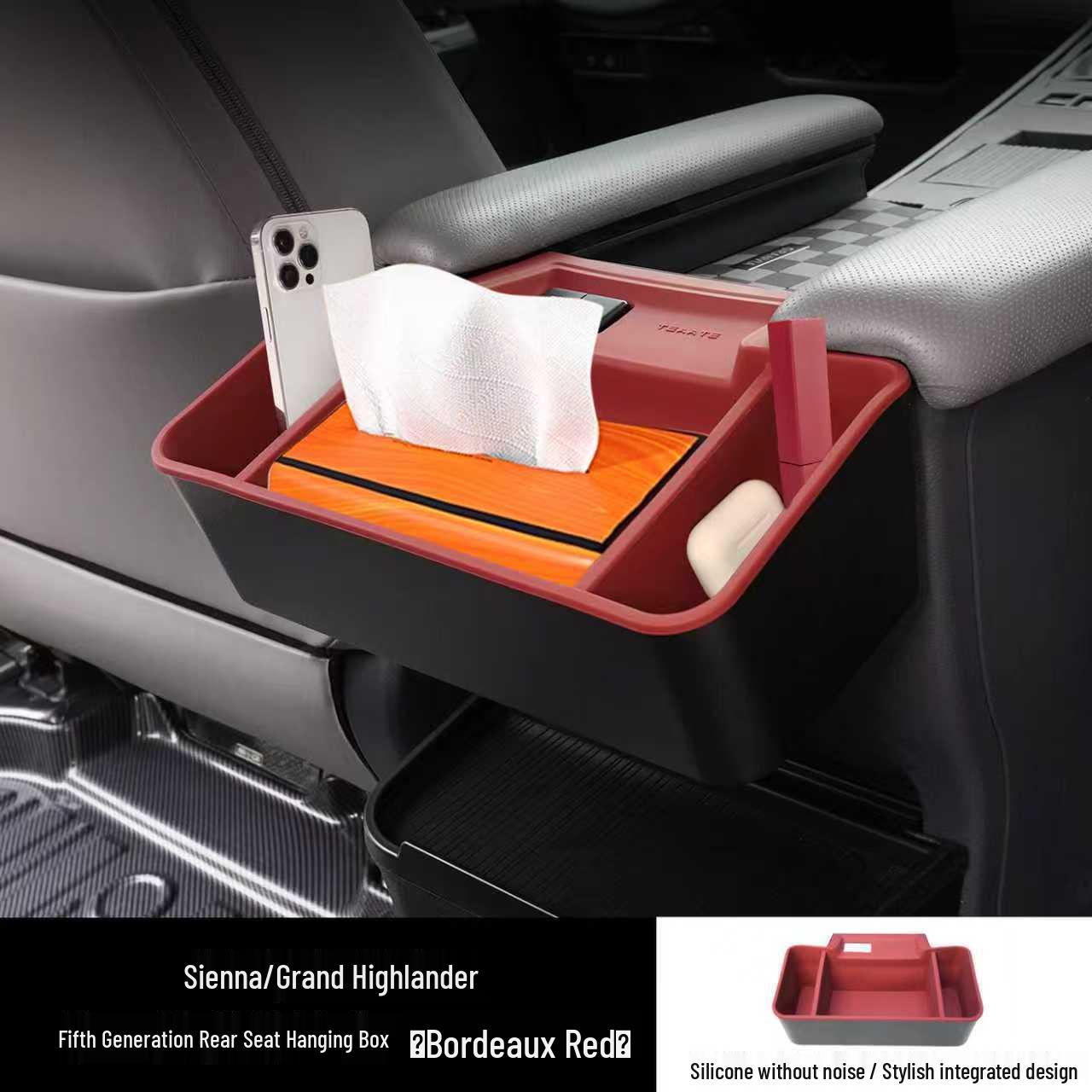 

Gravelia Sienna Rear Seat Silicone Cup Holder & Tissue Storage Organizer