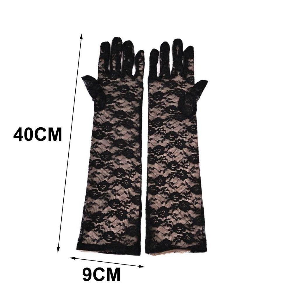 1Pairs Breathable Fishnet Gloves Floral Print Evening Mittens Kawaii Long Sexy Gloves JK Lolita