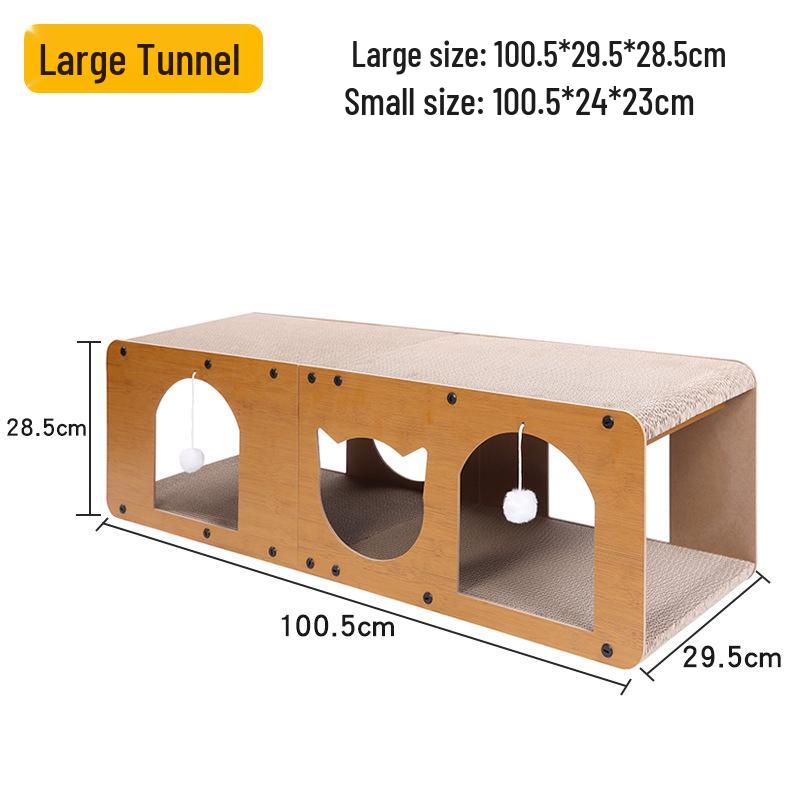 Large Vertical Cat Scratching Post with Tunnel Toy, Self-Entertainment, No Shedding, Wear-Resistant Enlarged Cat Villa
