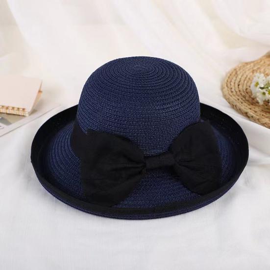Bucket Hat Wide Wavy Lace Brim Sun Protection Hat with Ribbon Bow Decoration Summer Travel Beach Vacation Hat