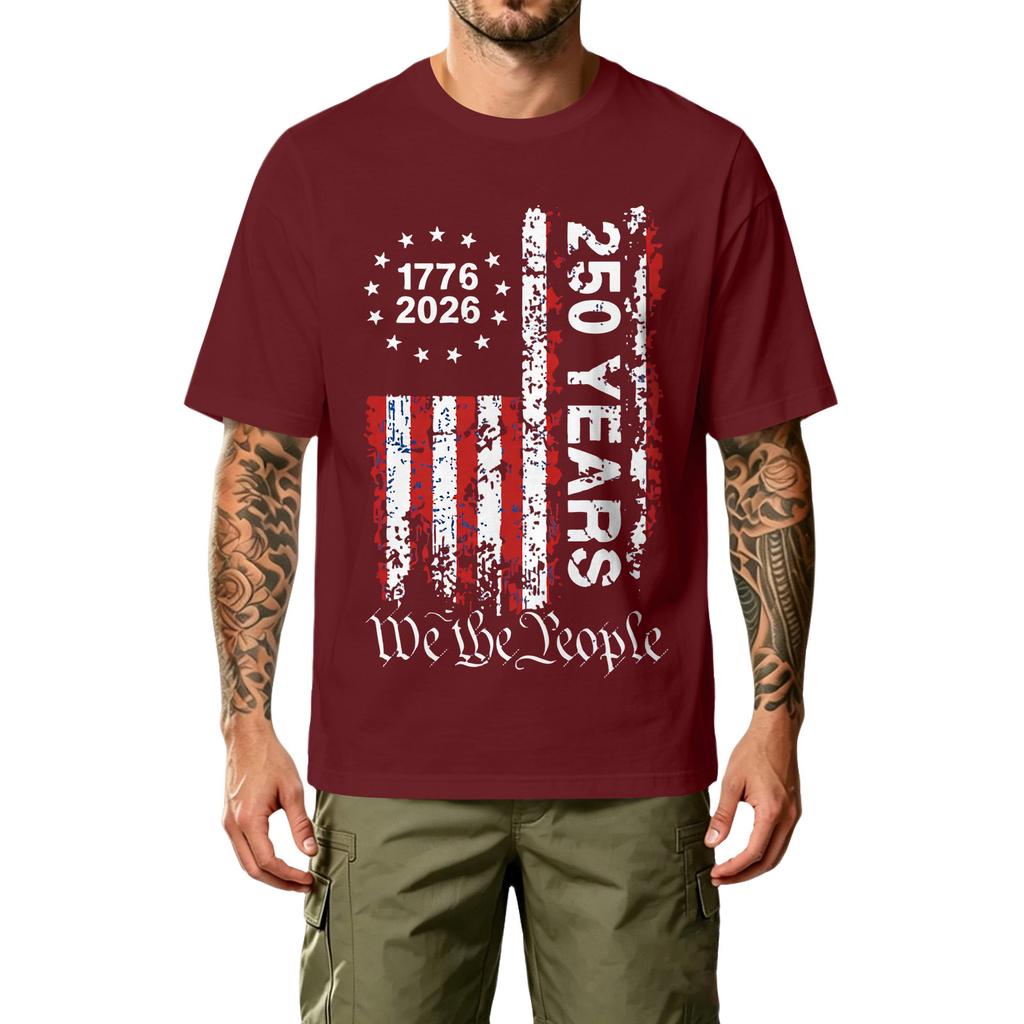 Men's Casual Printed T-Shirt Short Sleeve Crew Neck Relaxed Fit Cotton Blend Comfortable Lightweight Top for Outdoor Sports and Daily Wear