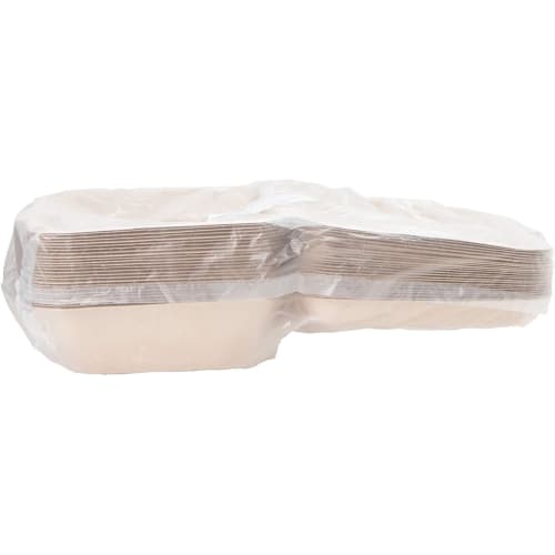 Strix Design Disposable Containers with Dividers for Lunch Boxes and Food Packs, 50 Count (25 Count x 2 Packs), Large, Unbleached, Water and Oil Resis