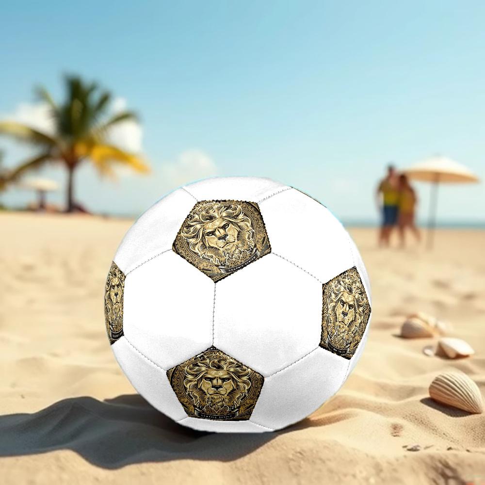 1PC Golden Lion Graphic Art Soccer Ball Size 5 Football Machine Sewn Indoor/Outdoor Universal Football N35