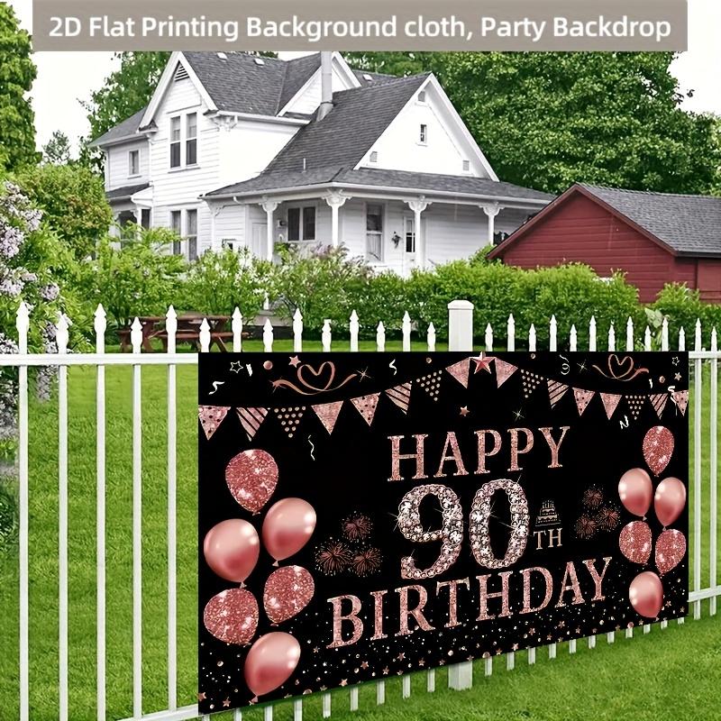 Ein 2D-flaches Stück, 90. Geburtstag Rosen-Gold Polyester Hintergrundstoff, geeignet für Zuhause, Garten, multifunktional