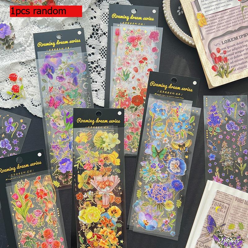 

Gift Flower Season Messenger Series Guka Stickers Cute Childrens Set Waterproof Hot Stamping Handbook Material Wholesale Kawai