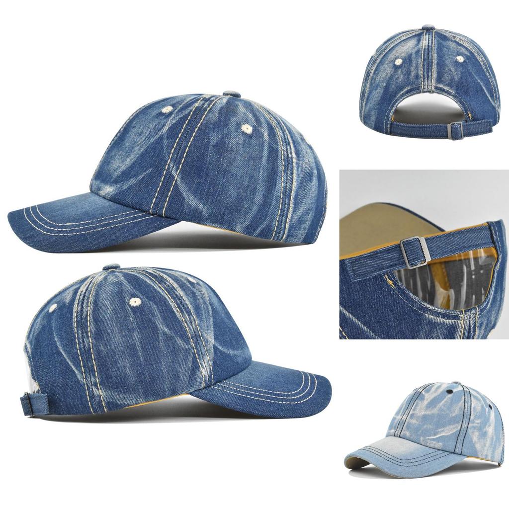 New Washed Denim Baseball Cap Solid Color Duck Tongue Cap Couple Sunshade Cap European And American Cross-border Baseball Cap