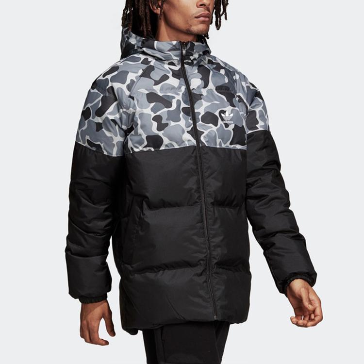 adidas Originals Color Block Reversible Hooded Down Jacket Men Outerwear Black DP8551
