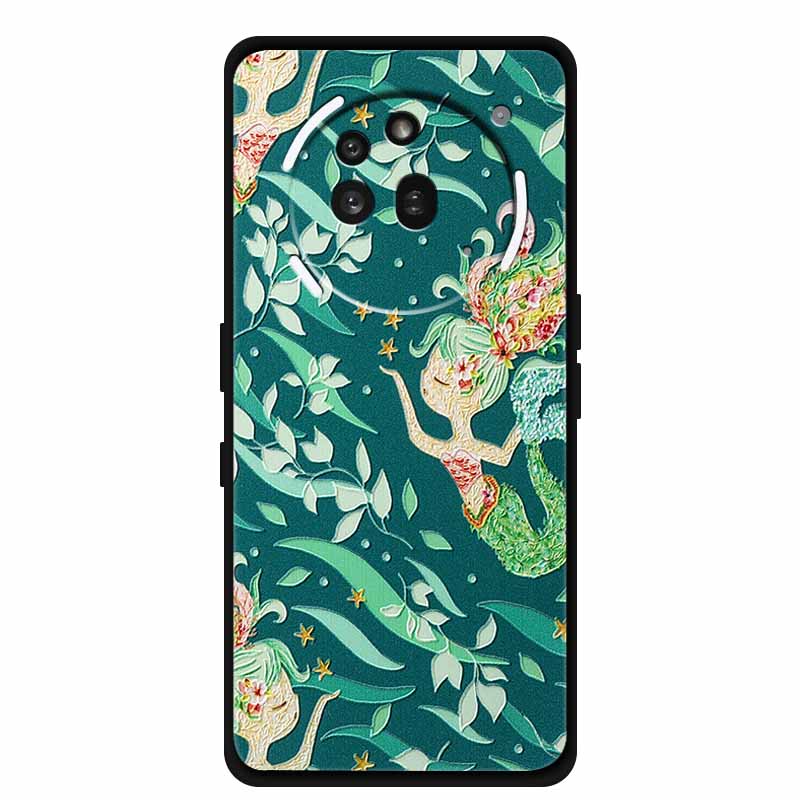 3D Prägehülle Für Nothing Phone 3A Pro Hülle 3 A Pro Hülle Blumen Schwarzes Silikon Weiche Rückabdeckung Für Nothing Phone3A Pro Hülle