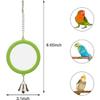 Hypeety Pet Bird Mirror with Bell Interactive Parrot Toy Bird Cage Mirror for Cockatiel Parakeets Canaries Budgie (Green)