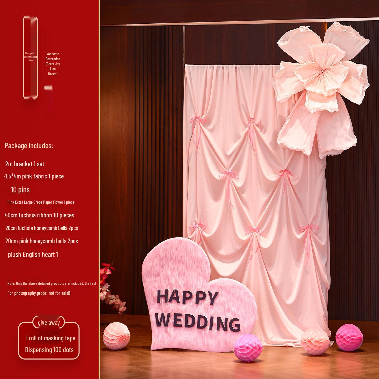 

Awakening Pink Lion Wedding Room Decor Set: Bridal Morning Robe, Hotel Photo Area Arrangement