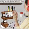 2Pcs Wooden Pen Holder with 9 Slots and Phone Holder Decorative Wood Pencil Organizer Pens Display Stand for Home Office Decor