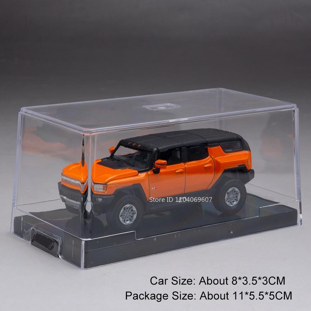 1:64 Scale Model Toy Off-road Cars EV Alloy Diecast Slide Forward Hood Opened Rubber Tires with Acrylic Box Simulation Vehicles